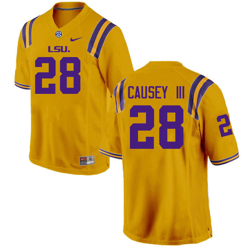 Men #28 Bernard Causey III LSU Tigers College Football Jerseys Stitched-Gold